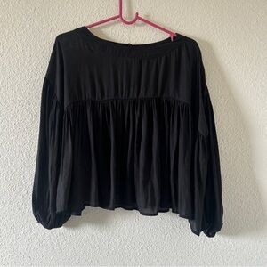 Mona B Bohemian Hippie Dark Whimsical Babydoll Blouse Women’s Medium Black